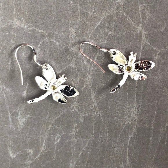 Silver Tone Dragonfly Earrings - Picture 3 of 6